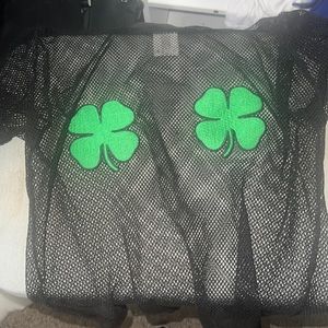 See through saint patty’s day shirt with shamrocks